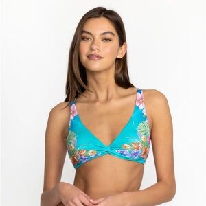Johnny Was Water Tropic Tie Dye Twist Bikini Top Size Small Swimsuit Swim
